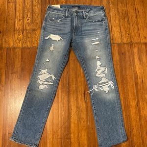 Abercrombie Mens Distressed Light Wash Denim